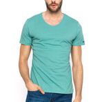 Louie V-Neck Short Sleeve T-Shirt // Teal (M)