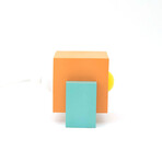 Marshmallow Concrete + Wood Lamp // Orange + Blue