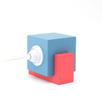 Marshmallow Concrete + Wood Lamp // Red + Blue