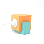 Marshmallow Concrete + Wood Lamp // Orange + Blue