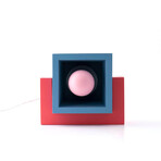 Marshmallow Concrete + Wood Lamp // Red + Blue