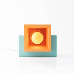 Marshmallow Concrete + Wood Lamp // Orange + Blue