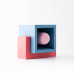 Marshmallow Concrete + Wood Lamp // Red + Blue