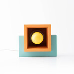 Marshmallow Concrete + Wood Lamp // Orange + Blue