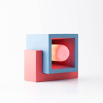 Marshmallow Concrete + Wood Lamp // Red + Blue