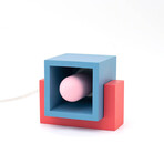 Marshmallow Concrete + Wood Lamp // Red + Blue