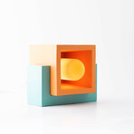 Marshmallow Concrete + Wood Lamp // Orange + Blue