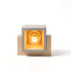 Concrete + Wood Square Table Lamp // Gray