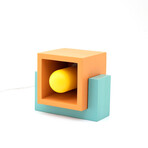 Marshmallow Concrete + Wood Lamp // Orange + Blue