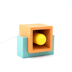 Marshmallow Concrete + Wood Lamp // Orange + Blue