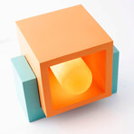 Marshmallow Concrete + Wood Lamp // Orange + Blue