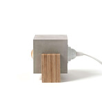 Concrete + Wood Square Table Lamp // Gray