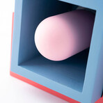 Marshmallow Concrete + Wood Lamp // Red + Blue