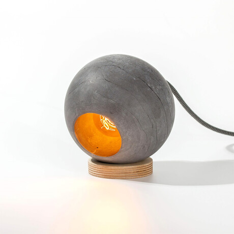 Concrete Round Table Lamp // Gray