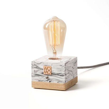 Marble Textured Concrete Table Lamp // Light Gray