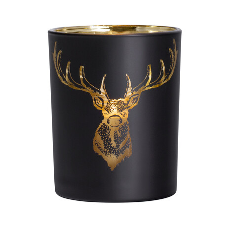 Stag Head Silhouette Glass Hurricane Vase