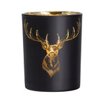 Stag Head Silhouette Glass Hurricane Vase