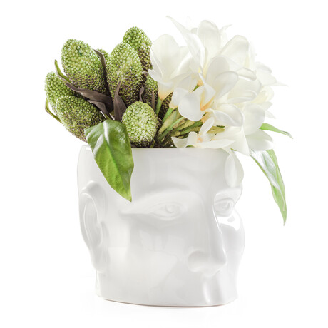 Face Shape Ceramic Drop Pot Planter // White