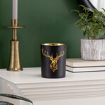 Stag Head Silhouette Glass Hurricane Vase