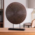 Saipan Ribbed Medallion Resin Sculpture On Stand