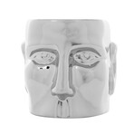 Face Shape Ceramic Drop Pot Planter // Chrome (5.75"H)