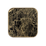 Savoy Gold Trim Square Coaster Set // Vintage Map // Set of 4