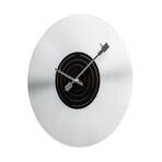 Retro Record Glass Wall Clock (Silver)