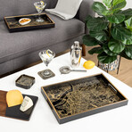 Savoy Gold Trim Square Coaster Set // Vintage Map // Set of 4