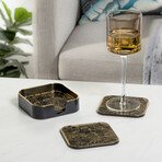 Savoy Gold Trim Square Coaster Set // Vintage Map // Set of 4