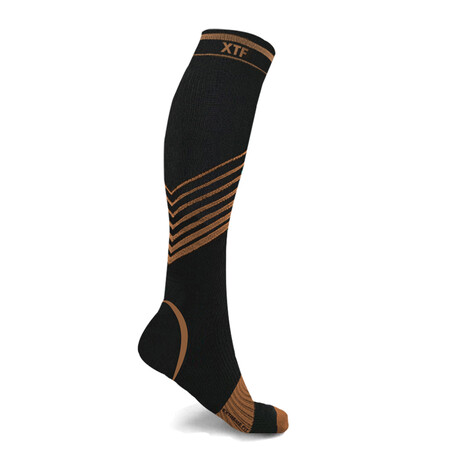 Copper-Infused V-Striped Knee-High Compression Socks // 1-Pair (Large/X ...