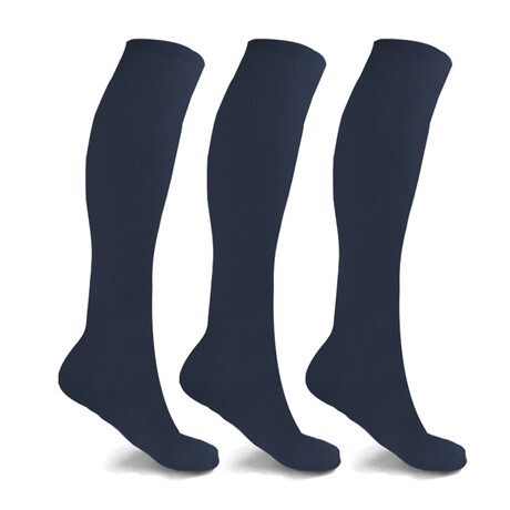 Anti-Fatigue Knee High Compression Socks // 3-Pairs // Navy (Small / Medium)