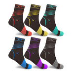 Ultra V-Striped Crew Length Compression Socks // 6-Pairs (Small / Medium)