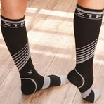 V-Striped Grey Knee-High Compression Socks // 1-Pair (Small / Medium)