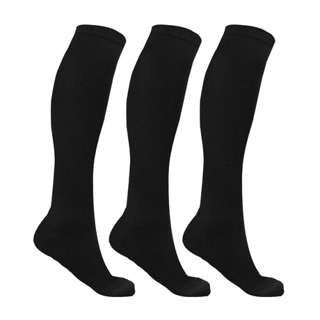 Anti-Fatigue Knee High Compression Socks // 3-Pairs // Black (Small / Medium)