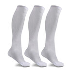 Anti-Fatigue Knee High Compression Socks // 3-Pairs // White (Small / Medium)