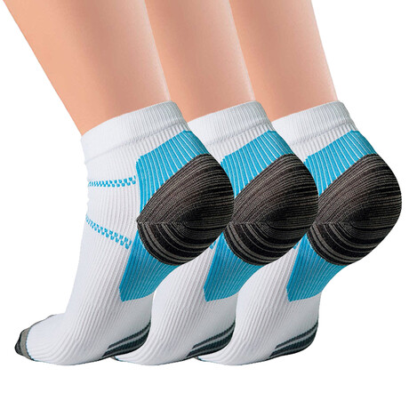 Unisex Ankle Compression Socks // 3-Pairs // Blue (Small / Medium)