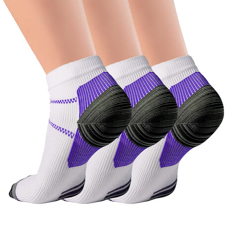 Unisex Ankle Compression Socks // 3-Pairs // Purple (Small / Medium)