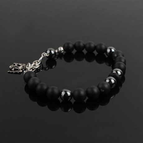 Onyx + Hematite Bracelet // Silver + Black (7.6")
