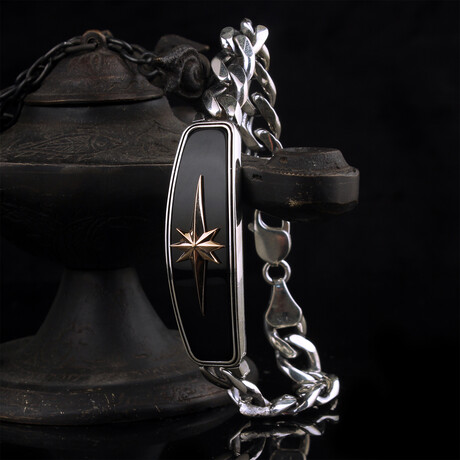 North Star Bracelet // Silver + Black + Bronze (7.6")