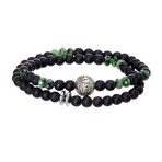 Dell Arte // Double Wrap Onyx Bracelet + Ruby Zoisite Healing Stones // Black + Green