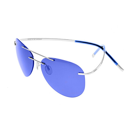 Luna Polarized Sunglasses // Silver Frame + Purple-Blue Lens