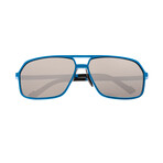 Fornax Polarized Sunglasses // Blue Frame + Silver Lens