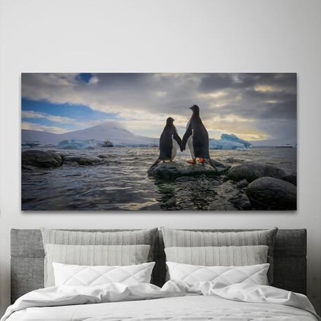 Penguin Love Print on Wrapped Canvas (6"H x 12"W x 1.5"D)