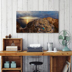 Santorini Sunset Print on Wrapped Canvas (6"H x 12"W x 1.5"D)