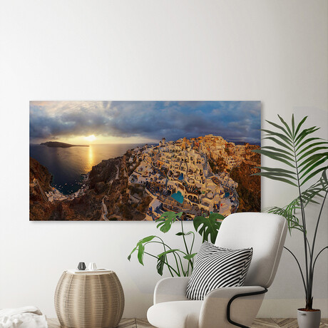 Santorini Sunset Print on Wrapped Canvas (6"H x 12"W x 1.5"D)