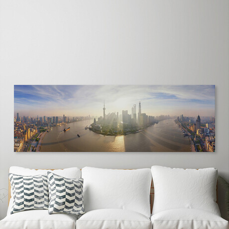Shanghai Sunrise Print on Wrapped Canvas (5"H x 15"W x 1.5"D)