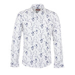 Niko Long Sleeve Button Up Shirt // White + Dark Blue (3XL)