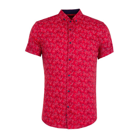 Michael Short Sleeve Button Up Shirt // Red (XS)