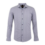 Landon Long Sleeve Button Up Shirt // White + Dark Blue (M)