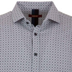Landon Long Sleeve Button Up Shirt // White + Dark Blue (L)